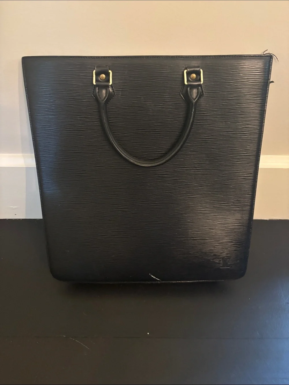 Louis Vuitton Black Epi Leather Vertical Laptop Tote with Gold Hardware